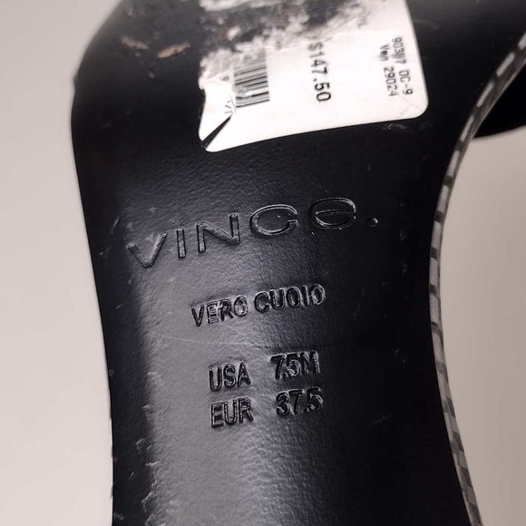 Vince Rita Checkered Sz 7.5 Leather Minimalist Contemporary Ankle Strap Sandals - Picture 14 of 16